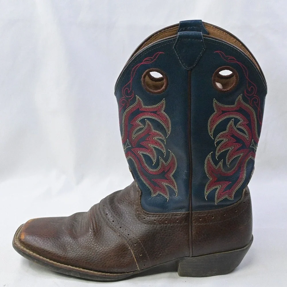 Justin Kids Stampede‎ Double Stitched Rawhide Cowboy Boots2520JR Size 6D